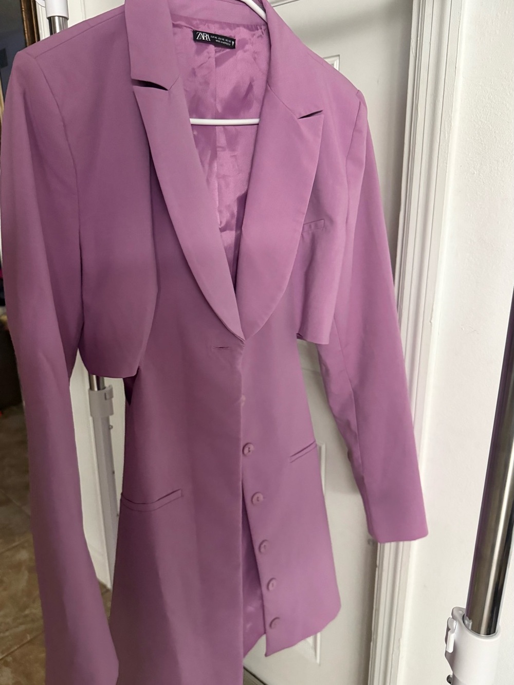 Zara Lavender Cropped Blazer with Longline Jacket